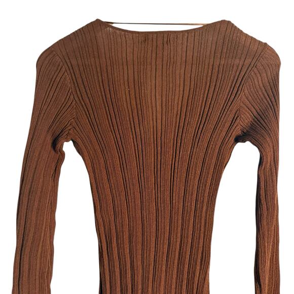 L*Space Wailea Coffee Brown Cover Up O-Ring Long Sleeve Mini Dress Size Medium - Picture 8 of 12